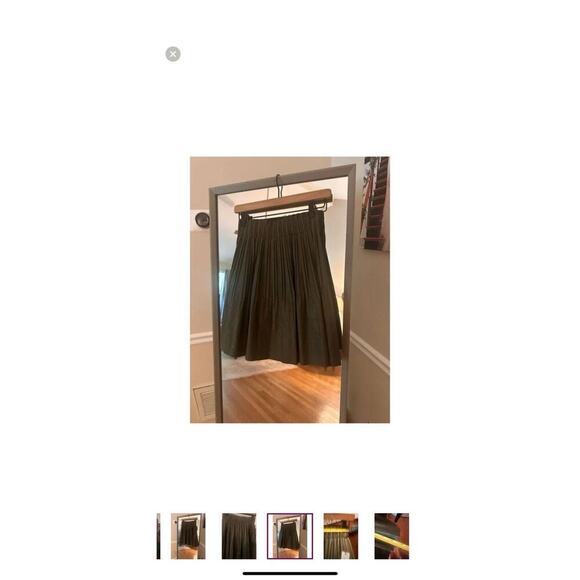 ANTHROPOLOGIE Ellene Faux Leather Pleated Skirt Elastic Waist Olive XS NWT - Picture 6 of 8